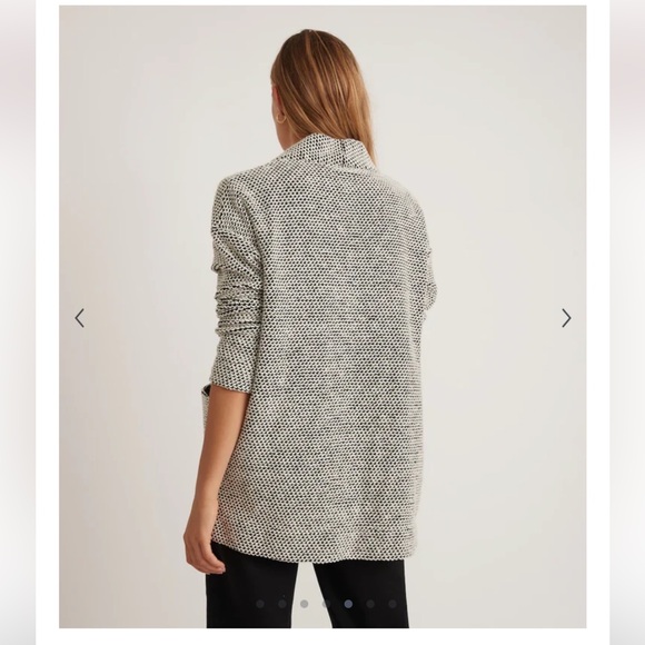 MARINE LAYER Birdseye Cardigan in Black/White Contrast. Size Small - Picture 3 of 8